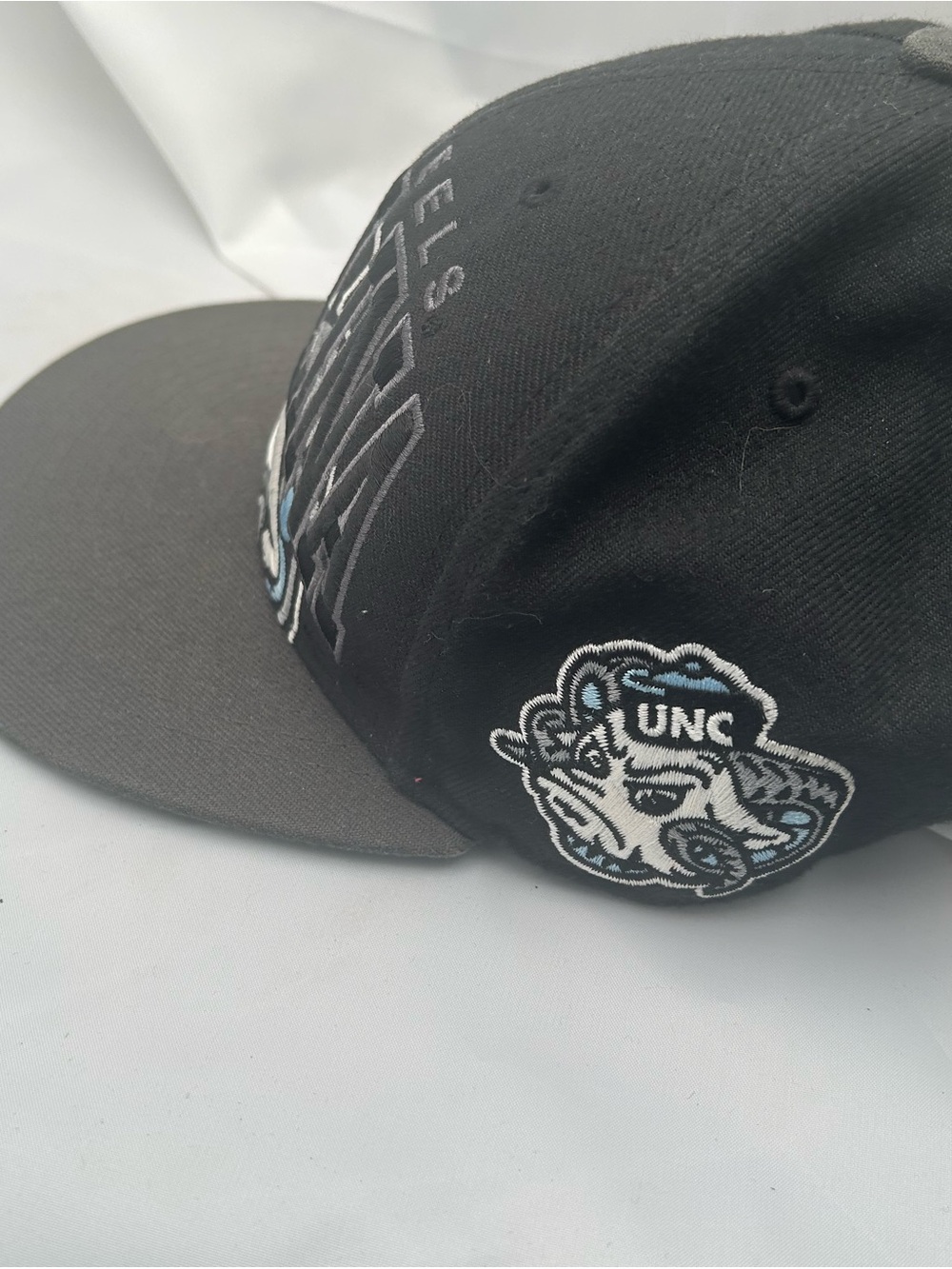 47 Black UNC Embroidered Baseball Cap with Light Blue Accents #snapback